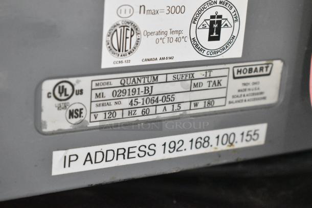 Hobart Quantum Metal Countertop Scale. 120 Volts, 1 Phase. Cannot Test - Unit Trips Breaker - Image 5 of 5