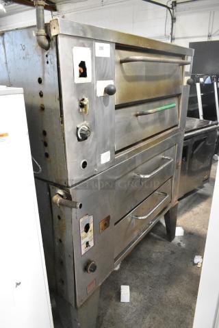 2 Attias Stainless Steel Commercial Natural Gas Powered Single Deck Pizza Ovens. 2 Times Your Bid!