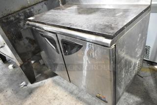 Turbo Air TWR-48SD Stainless Steel Commercial 2 Door Work Top Cooler w/ Stone Countertop. 115 Volts, 1 Phase. Tested and Working!
