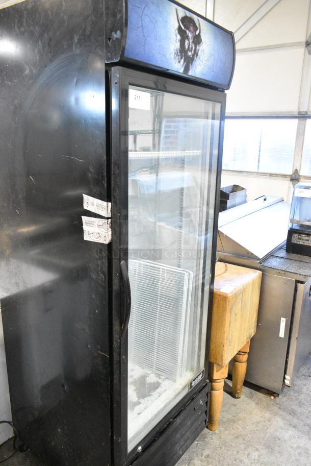 Bison BGM-21 Metal Commercial Single Door Reach In Cooler Merchandiser w/ Poly Coated Racks. 115 Volts, 1 Phase. Tested and Working! - Image 1 of 4