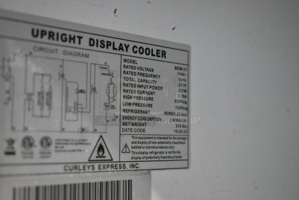 Bison BGM-21 Metal Commercial Single Door Reach In Cooler Merchandiser w/ Poly Coated Racks. 115 Volts, 1 Phase. Tested and Working! - Image 3 of 4