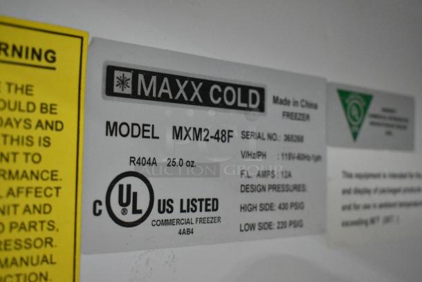 Maxx Cold MXM2-48F Metal Commercial 2 Door Reach In Freezer Merchandiser w/ Poly Coated Racks. 115 Volts, 1 Phase. Tested and Working! - Image 4 of 6
