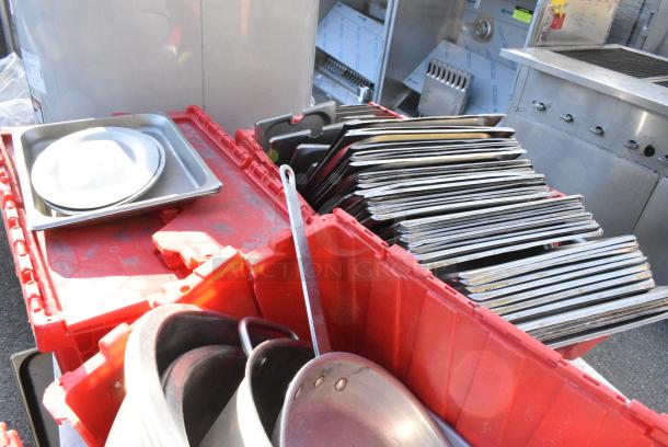Stainless Steel Equipment Stand on Commercial Casters w/ Contents Including Metal Bowls, Baking Pans and Clear Poly Bins. - Image 3 of 4