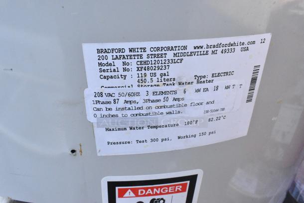 Bradford White CEHD1201233LCF Heat Pump Water Heater. 208 Volts, 1 Phase. - Image 3 of 3
