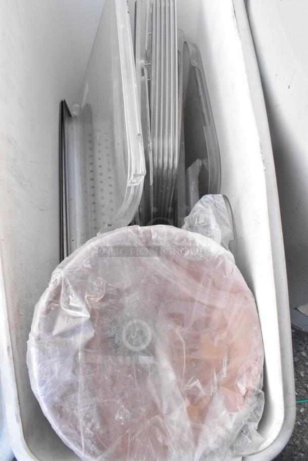 White Poly Ingredient Bin on Commercial Casters w/ Contents Including Stainless Steel Drop In Bins. - Image 2 of 3