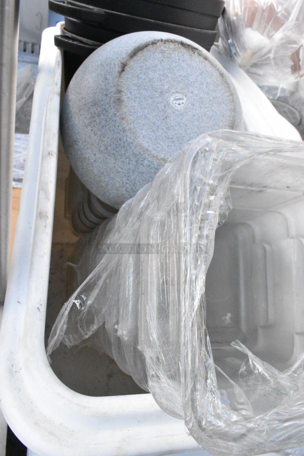 White Poly Ingredient Bin on Commercial Casters w/ Contents Including Poly Bins. - Image 3 of 3