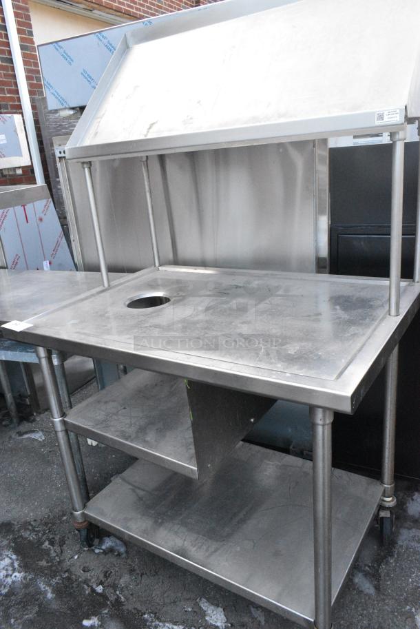 Stainless Steel Table w/ Cut Out, Over Shelf and Under Shelf on Commercial Casters. - Image 2 of 2
