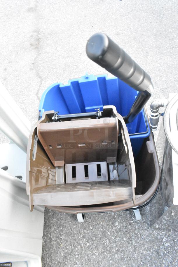 Brown Poly Mop Bucket w/ Wringing Attachment on Commercial Casters. - Image 2 of 2