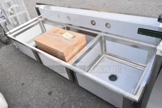 BRAND NEW SCRATCH AND DENT! Regency 600S32323 78" 16-Gauge Stainless Steel Three Compartment Commercial Sink. 23" x 23" x 12" Bowls