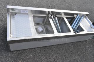 BRAND NEW SCRATCH AND DENT! Regency 600B31014213 Stainless Steel 3 Bowl Underbar Sink with Two Drainboards - 60" x 18 3/4"