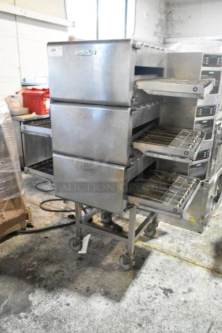 3 2016 Turbochef HhC2020 Stainless Steel Commercial Electric Powered Rapid Cook Conveyor Oven on Commercial Casters. 208/240 Volts, 3 Phase. 3 Times Your Bid!