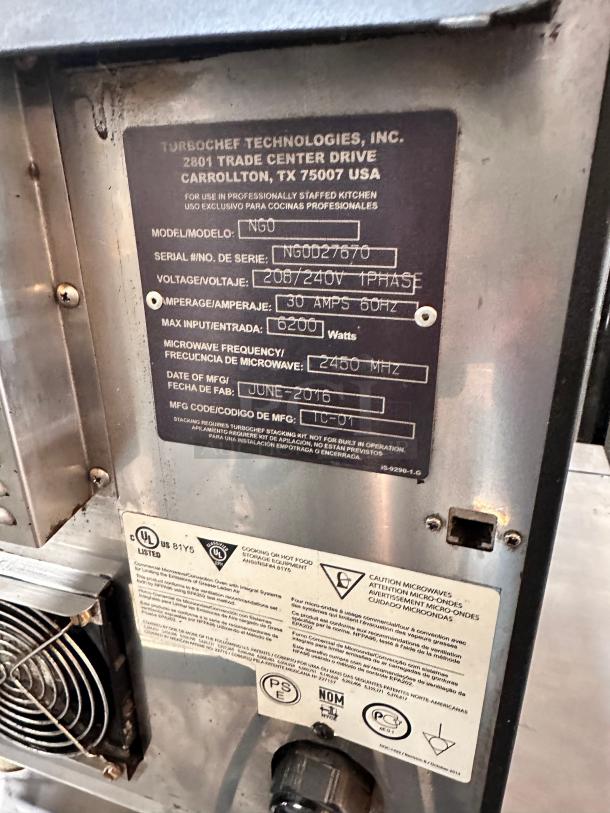 Awesome Turbochef NGO Sota Commercial Ventless Rapid Cooking Oven 220volt 1phase Tested and Working! - Image 6 of 7