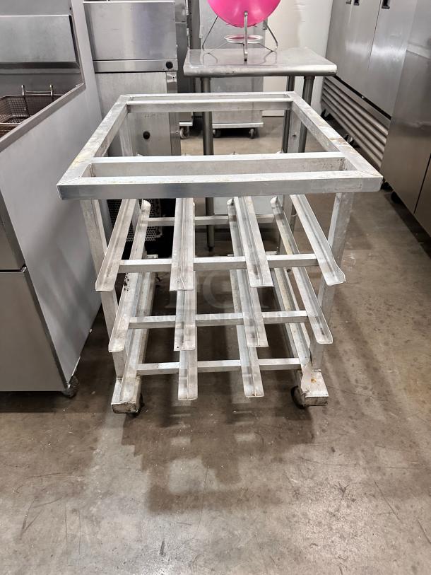 Excellent New Age 1225 Mobile Stainless Work Top  Can Rack Holds (72) #10 Cans - Image 1 of 9