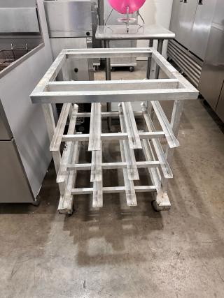 Excellent New Age 1225 Mobile Stainless Work Top  Can Rack Holds (72) #10 Cans