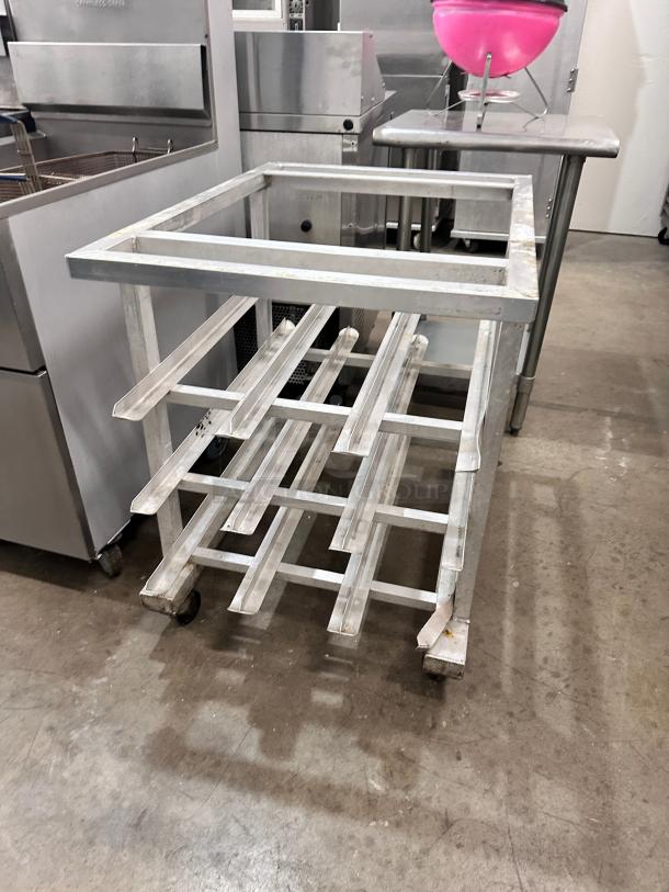 Excellent New Age 1225 Mobile Stainless Work Top  Can Rack Holds (72) #10 Cans - Image 4 of 9