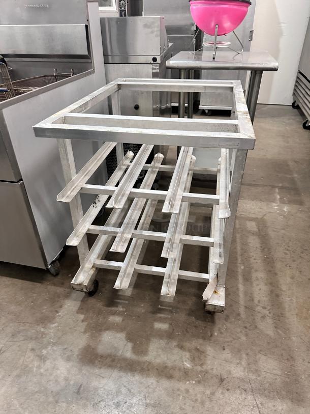 Excellent New Age 1225 Mobile Stainless Work Top  Can Rack Holds (72) #10 Cans - Image 5 of 9