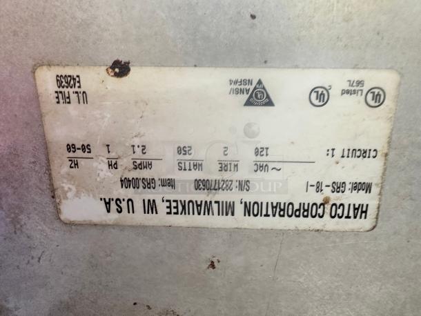 Nice Hatco 18" x 6" Glo-Ray Black Portable Heated Shelf Warmer - 100W 115volt Tested and Working! - Image 3 of 8