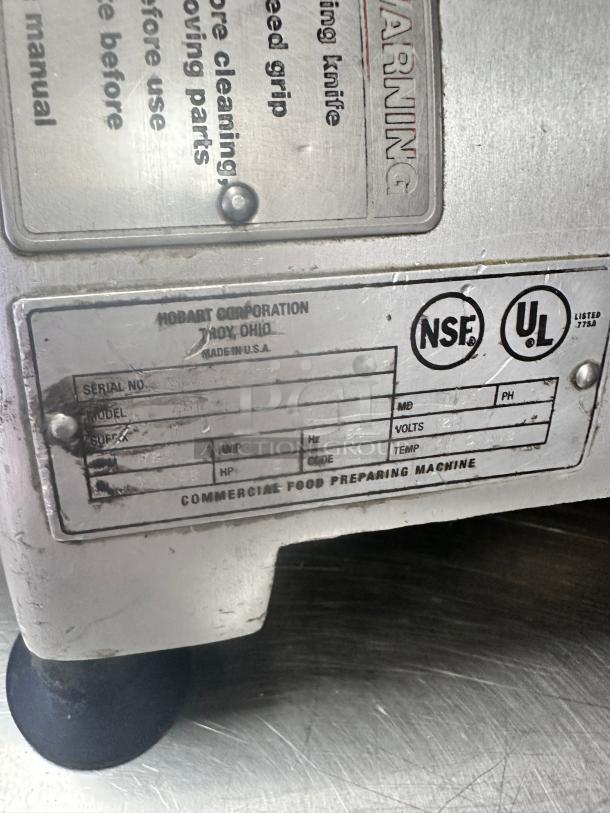 Excellent Hobart 12" Blade Commercial Manual Meat Slicer 115 Volt Tested and Working! - Image 10 of 11