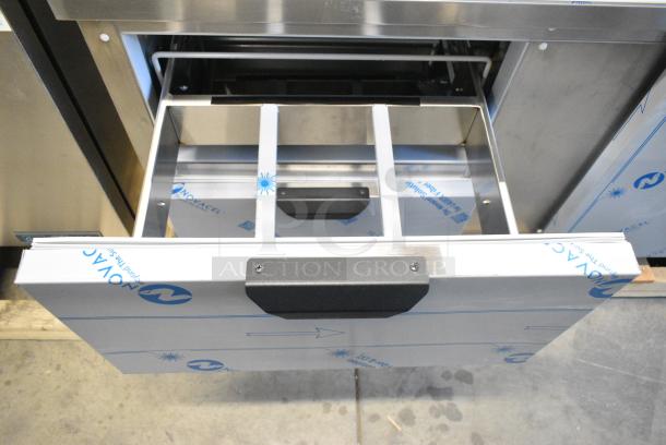 BRAND NEW SCRATCH AND DENT! Beverage Air SPED60HC-16-2 Stainless Steel 1 Door 2 Drawer Refrigerated Sandwich Salad Prep Table Bain Marie Mega Top. 115 Volts, 1 Phase. Tested and Working! - Image 3 of 10