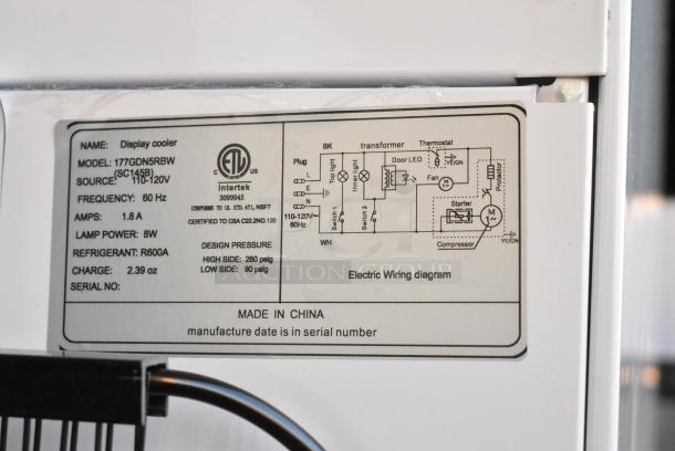 BRAND NEW SCRATCH AND DENT! Galaxy 177GDN5RBW Metal Commercial Single Door Reach In Cooler Merchandiser with Red, White, and Blue LED Lighting. 110-120 Volts, 1 Phase. Tested and Working! - Image 5 of 5
