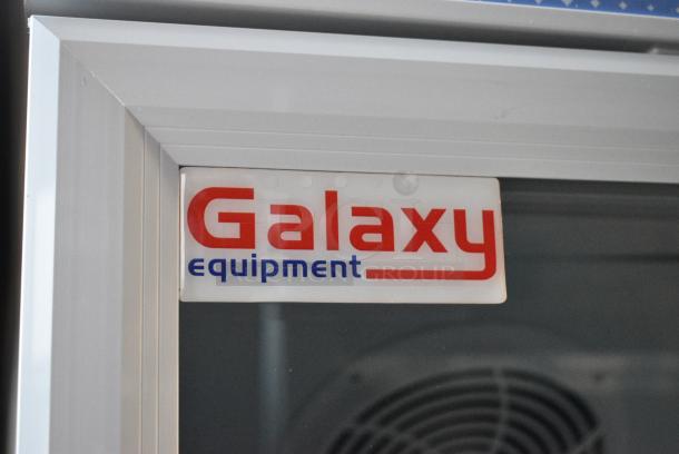 BRAND NEW SCRATCH AND DENT! Galaxy 177GDN5RBW Metal Commercial Single Door Reach In Cooler Merchandiser with Red, White, and Blue LED Lighting. 110-120 Volts, 1 Phase. Tested and Working! - Image 2 of 5