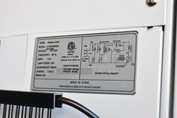 BRAND NEW SCRATCH AND DENT! Galaxy 177GDN5RBW Metal Commercial Single Door Reach In Cooler Merchandiser with Red, White, and Blue LED Lighting. 110-120 Volts, 1 Phase. Tested and Working! - Image 5 of 5