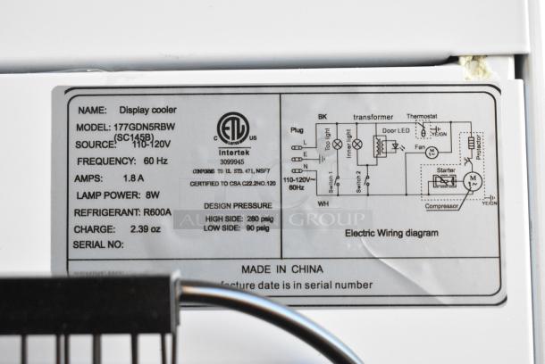 BRAND NEW SCRATCH AND DENT! Galaxy 177GDN5RBW Metal Commercial Single Door Reach In Cooler Merchandiser with Red, White, and Blue LED Lighting. 110-120 Volts, 1 Phase. Tested and Working! - Image 6 of 6