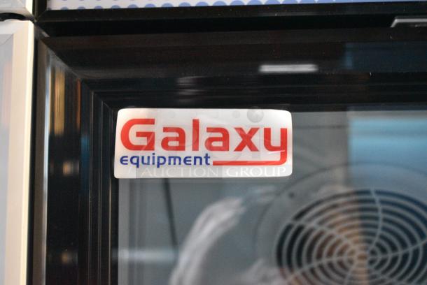 BRAND NEW SCRATCH AND DENT! Galaxy 177GDN5RBB Metal Commercial Single Door Reach In Cooler Merchandiser with Red, White, and Blue LED Lighting. 110-120 Volts, 1 Phase. Tested and Working! - Image 3 of 7