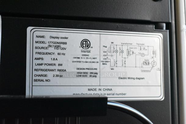 BRAND NEW SCRATCH AND DENT! Galaxy 177GDN5RBB Metal Commercial Single Door Reach In Cooler Merchandiser with Red, White, and Blue LED Lighting. 110-120 Volts, 1 Phase. Tested and Working! - Image 7 of 7