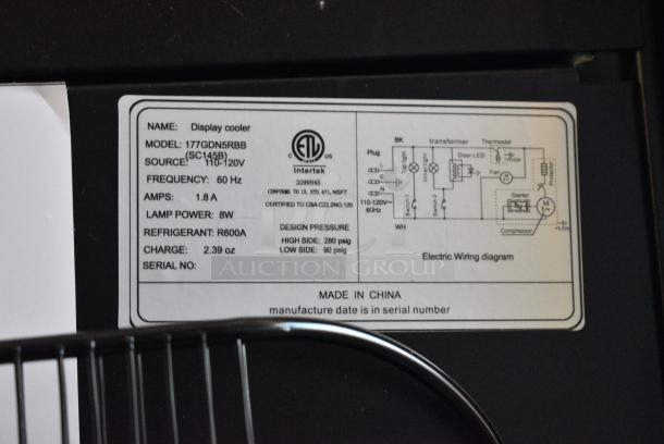BRAND NEW SCRATCH AND DENT! Galaxy 177GDN5RBB Metal Commercial Single Door Reach In Cooler Merchandiser with Red, White, and Blue LED Lighting. 110-120 Volts, 1 Phase. Tested and Working! - Image 5 of 5