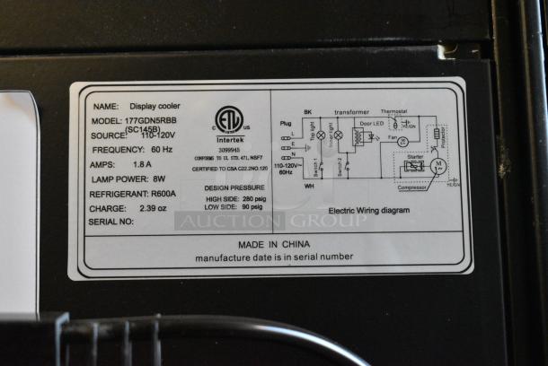 BRAND NEW SCRATCH AND DENT! Galaxy 177GDN5RBB Metal Commercial Single Door Reach In Cooler Merchandiser with Red, White, and Blue LED Lighting. 110-120 Volts, 1 Phase. Tested and Working! - Image 5 of 5