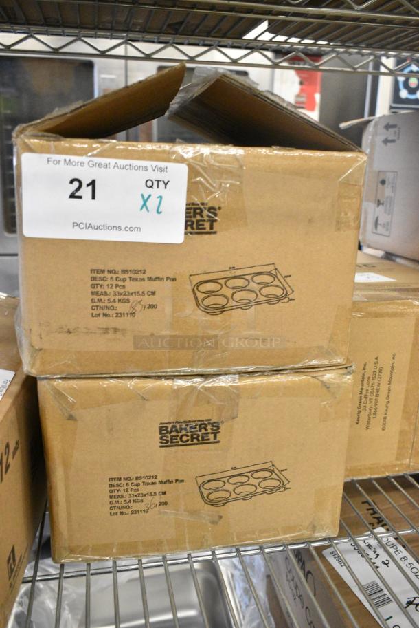 2 BRAND NEW SCRATCH AND DENT! Box of 12 Baker's Secret BS10212 6 Cup Texas Muffin Pans. 2 Times Your Bid! - Image 2 of 6