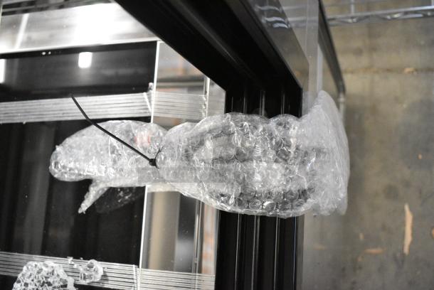 BRAND NEW SCRATCH AND DENT! 2024 Avantco 224BCD60SB 60" Black Square Dry Bakery Display Case Merchandiser on Commercial Casters.  See Pictures for Broken Glass. 115 Volts, 1 Phase. Tested and Powers On But Does Not Get Cold - Image 5 of 8