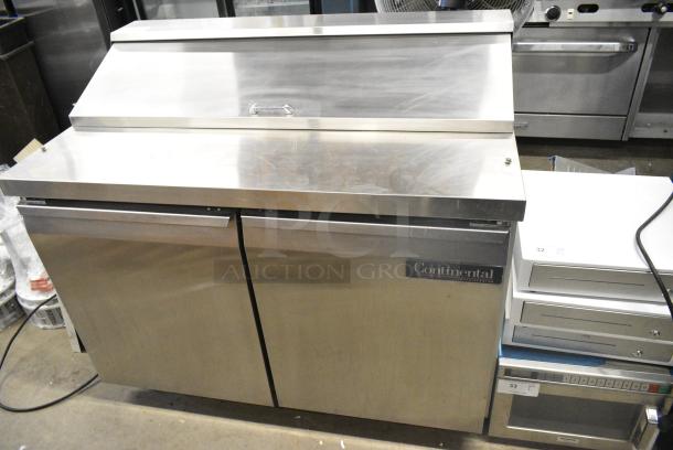 Continental SW48-12 Stainless Steel Commercial Sandwich Salad Prep Table Bain Marie Mega Top on Commercial Casters. 115 Volts, 1 Phase. Tested and Powers On But Does Not Get Cold - Image 1 of 9