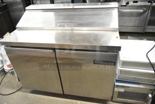Continental SW48-12 Stainless Steel Commercial Sandwich Salad Prep Table Bain Marie Mega Top on Commercial Casters. 115 Volts, 1 Phase. Tested and Powers On But Does Not Get Cold