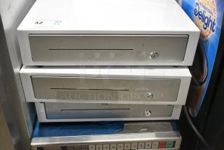 3 Clover D100 White and Stainless Steel Metal Cash Drawer. 3 Times Your Bid!