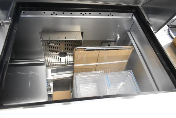 BRAND NEW SCRATCH AND DENT! 2024 True TSSU-72-30M-B-ST-HC Stainless Steel Commercial 3 Door Mega Top Refrigerated Sandwich Prep Table. 115 Volts, 1 Phase. Tested and Working! - Image 6 of 13