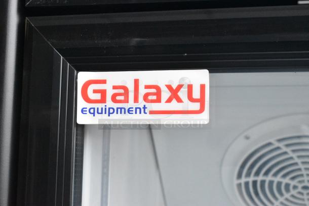 BRAND NEW SCRATCH AND DENT! Galaxy 177GDN5RBB Metal Commercial Single Door Reach In Cooler Merchandiser with Red, White, and Blue LED Lighting. 110-120 Volts, 1 Phase. Tested and Working! - Image 2 of 5