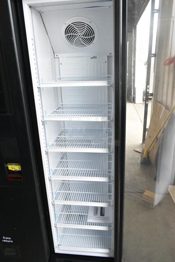 BRAND NEW SCRATCH AND DENT! Galaxy 177GDN5RBB Metal Commercial Single Door Reach In Cooler Merchandiser with Red, White, and Blue LED Lighting. 110-120 Volts, 1 Phase. Tested and Working! - Image 3 of 5