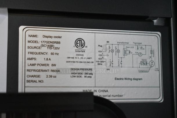 BRAND NEW SCRATCH AND DENT! Galaxy 177GDN5RBB Metal Commercial Single Door Reach In Cooler Merchandiser with Red, White, and Blue LED Lighting. 110-120 Volts, 1 Phase. Tested and Working! - Image 5 of 5