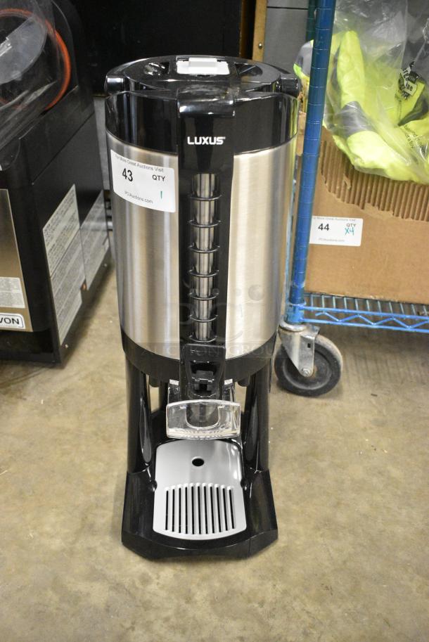 BRAND NEW SCRATCH AND DENT! Fetco LGD-20 Luxus 2 Gallon Stainless Steel Coffee Dispenser with Stand - Image 1 of 4