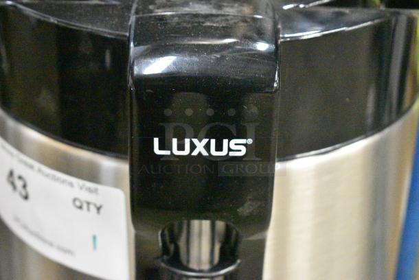 BRAND NEW SCRATCH AND DENT! Fetco LGD-20 Luxus 2 Gallon Stainless Steel Coffee Dispenser with Stand - Image 2 of 4