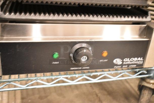 BRAND NEW SCRATCH AND DENT! 2022 Global Solutions by Nemco GS1621 Panini / Sandwich Grill with Grooved Plates - 13" x 8 1/2" Cooking Surface. 120 Volts, 1 Phase. Tested and Working! - Image 4 of 8