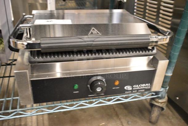 BRAND NEW SCRATCH AND DENT! 2022 Global Solutions by Nemco GS1621 Panini / Sandwich Grill with Grooved Plates - 13" x 8 1/2" Cooking Surface. 120 Volts, 1 Phase. Tested and Working! - Image 5 of 8