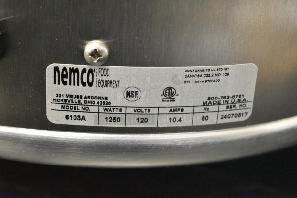 BRAND NEW SCRATCH AND DENT! 2024 Nemco 6103A Metal Commercial Countertop Soup Kettle Food Warmer. 120 Volts, 1 Phase. Tested and Working! - Image 8 of 8