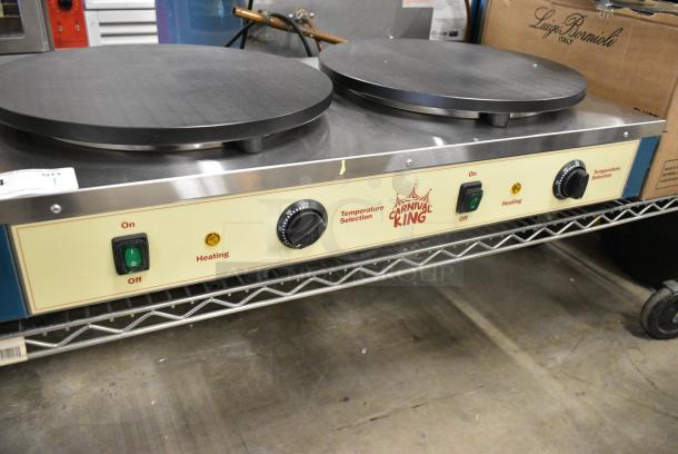 BRAND NEW SCRATCH AND DENT! 2023 Carnival King 382TCM16DBL Stainless Steel Commercial Countertop 16" Dual Non-Stick Crepe Maker. 208-240 Volts, 1 Phase. - Image 3 of 6