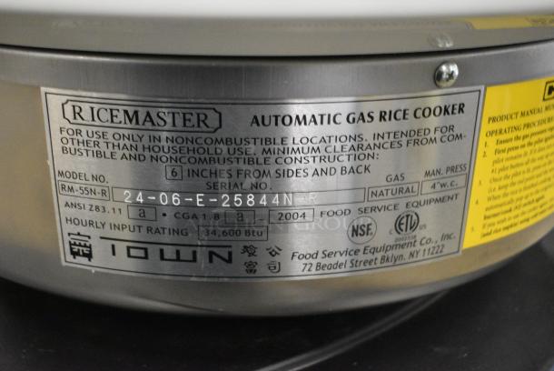 BRAND NEW SCRATCH AND DENT! RiceMaster RM-55N-R Natural Gas 110 Cup (55 Cup Raw) Gas Rice Cooker and Warmer. - Image 6 of 6