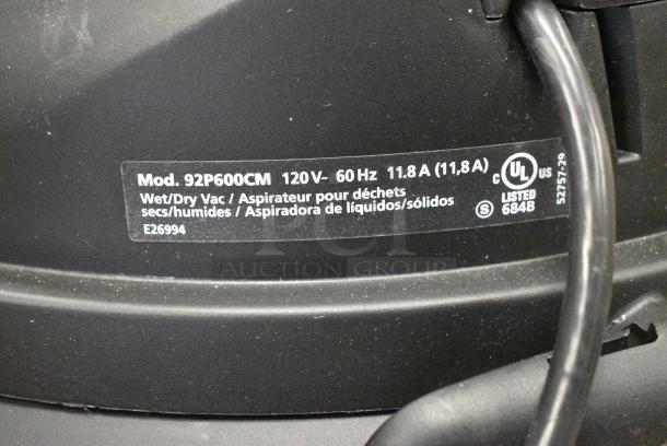 BRAND NEW SCRATCH AND DENT! ShopVac 92P600CM Wet Dry Vac Vacuum Cleaner. 120 Volts, 1 Phase. Tested and Working! - Image 7 of 7