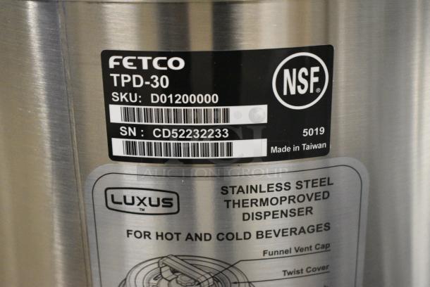 BRAND NEW SCRATCH AND DENT! Fetco TPD-30 Luxus Stainless Steel 3 Gallon Coffee Dispenser - Image 4 of 4
