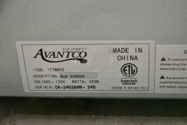 BRAND NEW SCRATCH AND DENT! Avantco 177BW32 Stainless Steel 32 Bun Warmer. 120 Volts, 1 Phase. Tested and Working! - Image 7 of 7